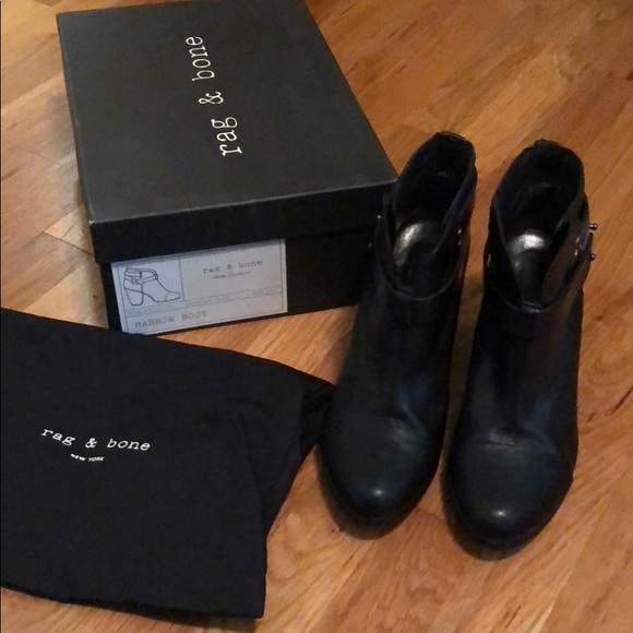 Rag & Bone Harrow Booties in Black Leather - Picture 2 of 8